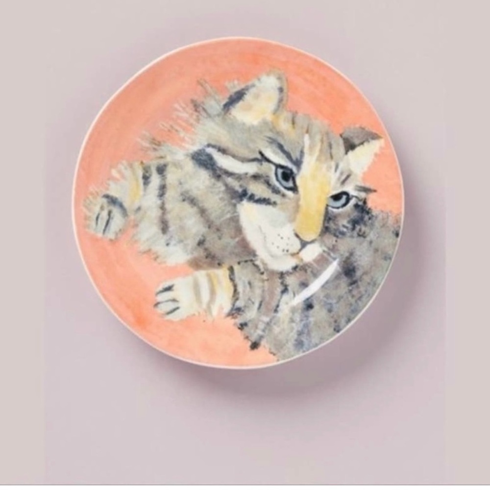 Anthropologie Carol Akins Furry Friends Stella Dessert Plate 8”